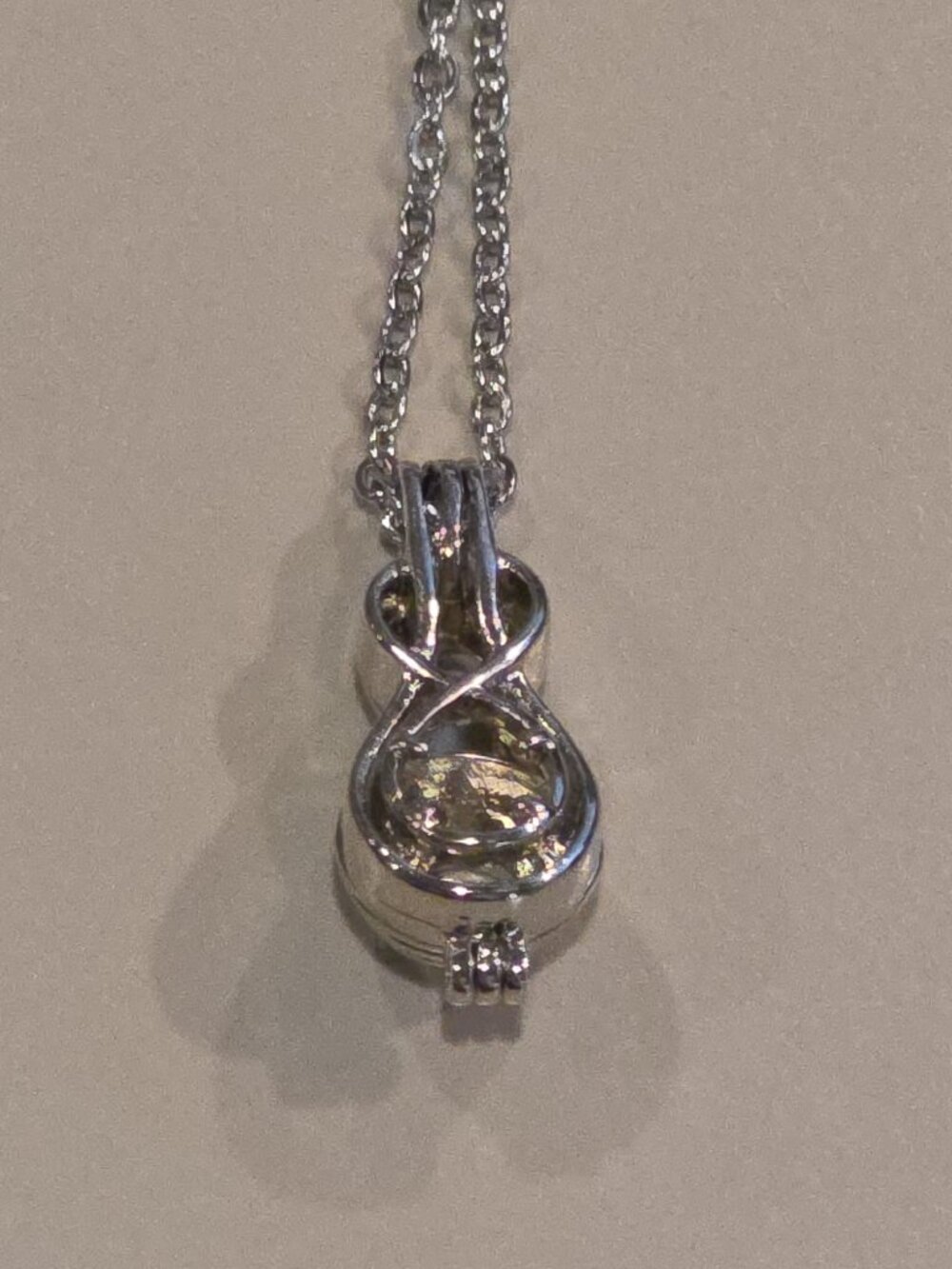 Infinity Knot Cage Locket Pendant for Pearl with Stainless Steel Necklace